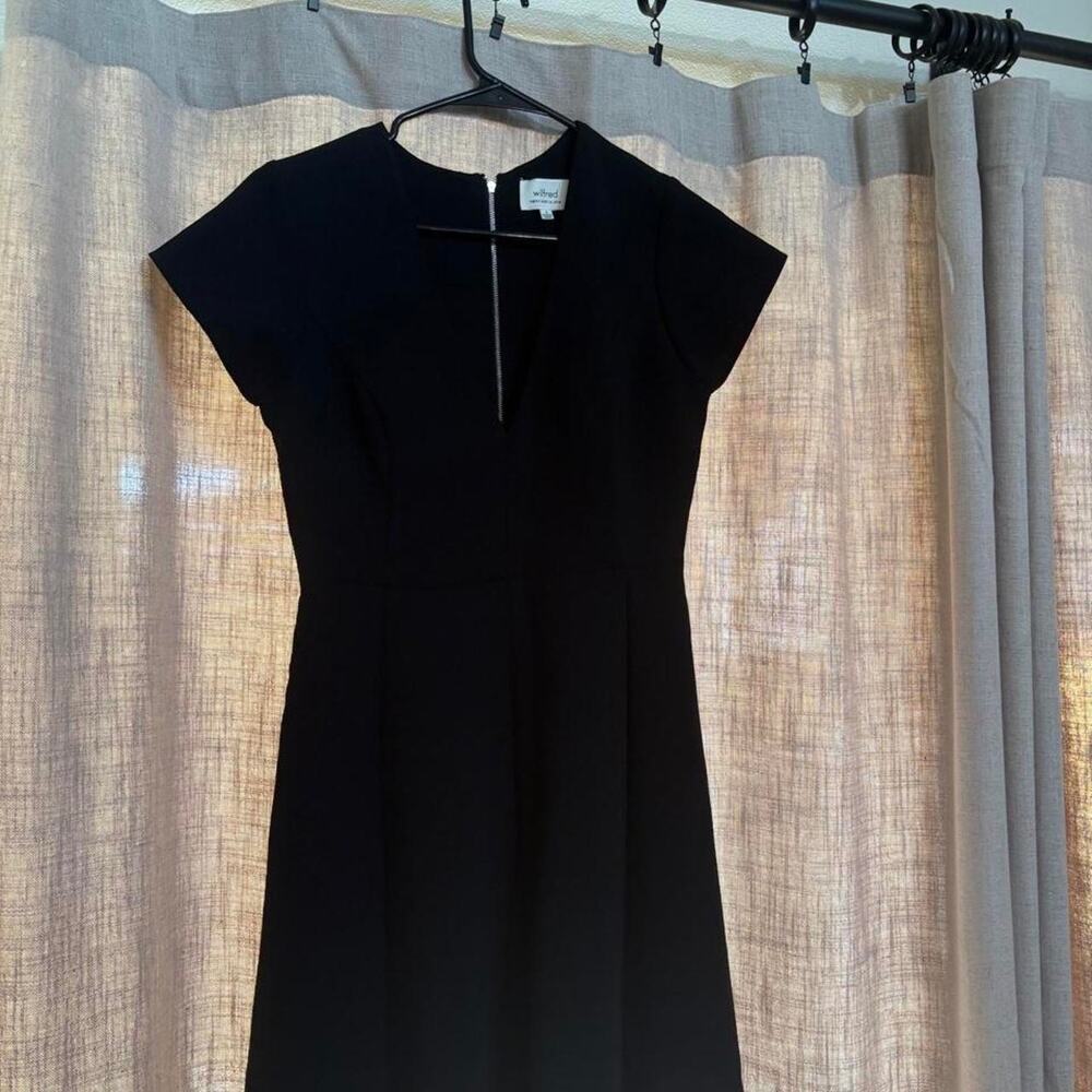A line black dress with zipper